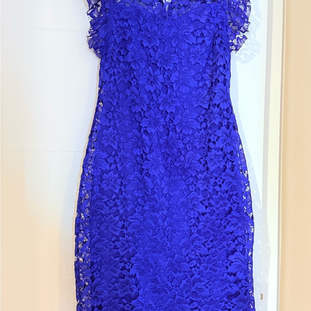 Enfocus Studio Vibrant Blue Lace Mini Dress